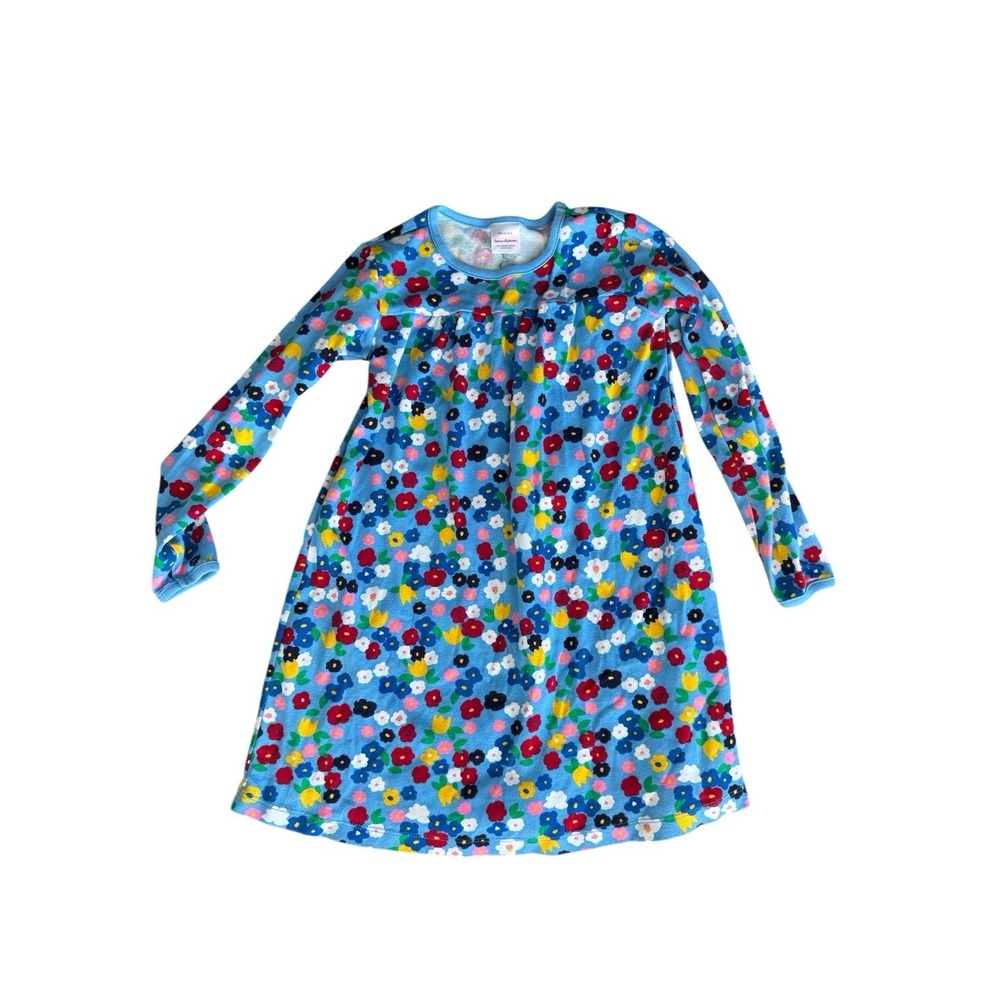 Hanna Andersson Girls' Long Sleeve Floral Dress Size 130 US Size 8 Spring Flower